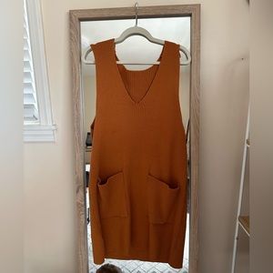 Ribbed knit sweater tank dress.